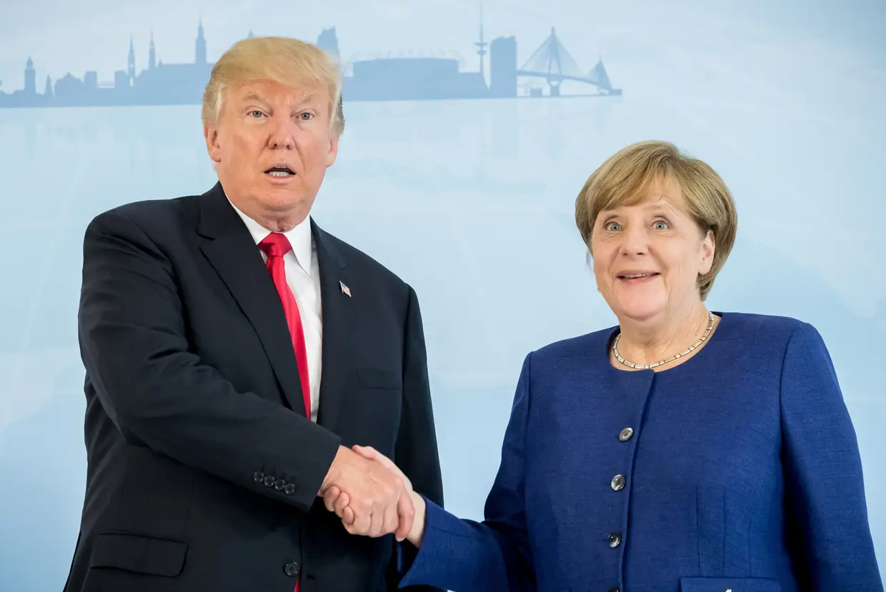 Angela Merkel e o Presidente dos EUA, Donald Trump, 2017