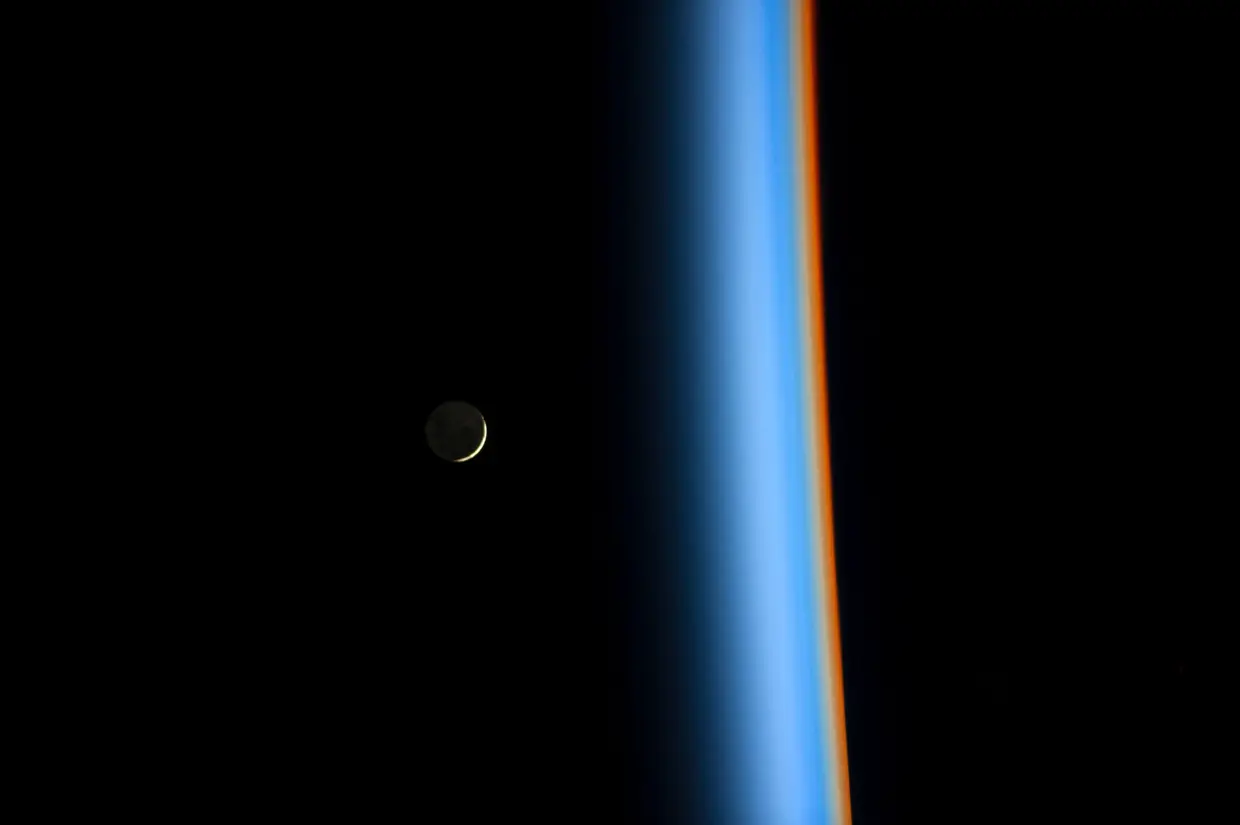 A Lua fotografada pelo astronauta da agência espacial japonesa JAXA Koichi Wakata, a 1 de fevereiro de 2014.
