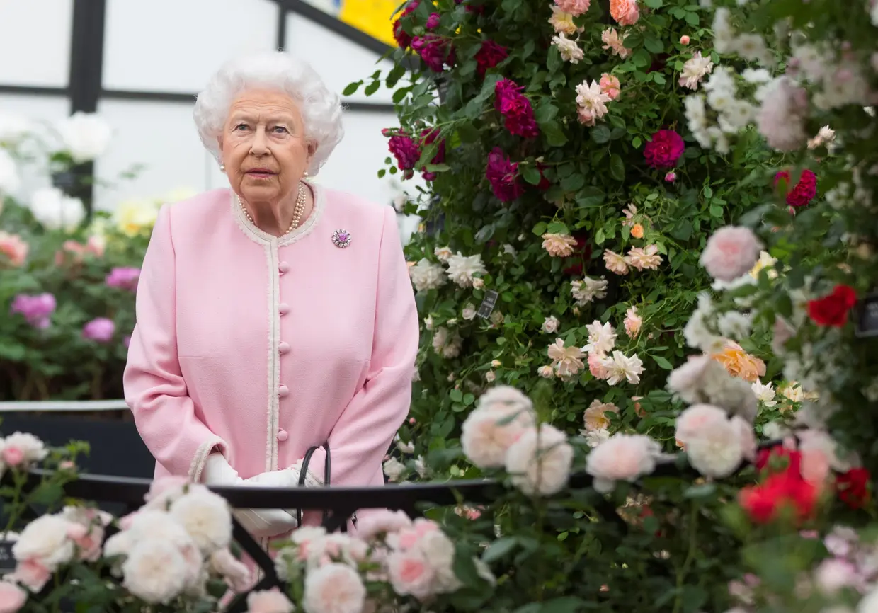 A rainha Isabel II de Inglaterra na Exposição de Flores de Chelsea.
