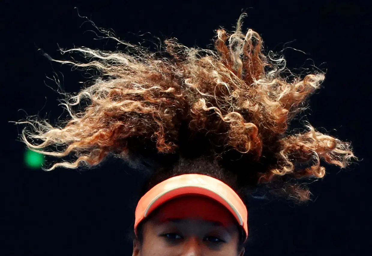 O treino da japonesa Naomi Osaka durante o Open da Austrália.