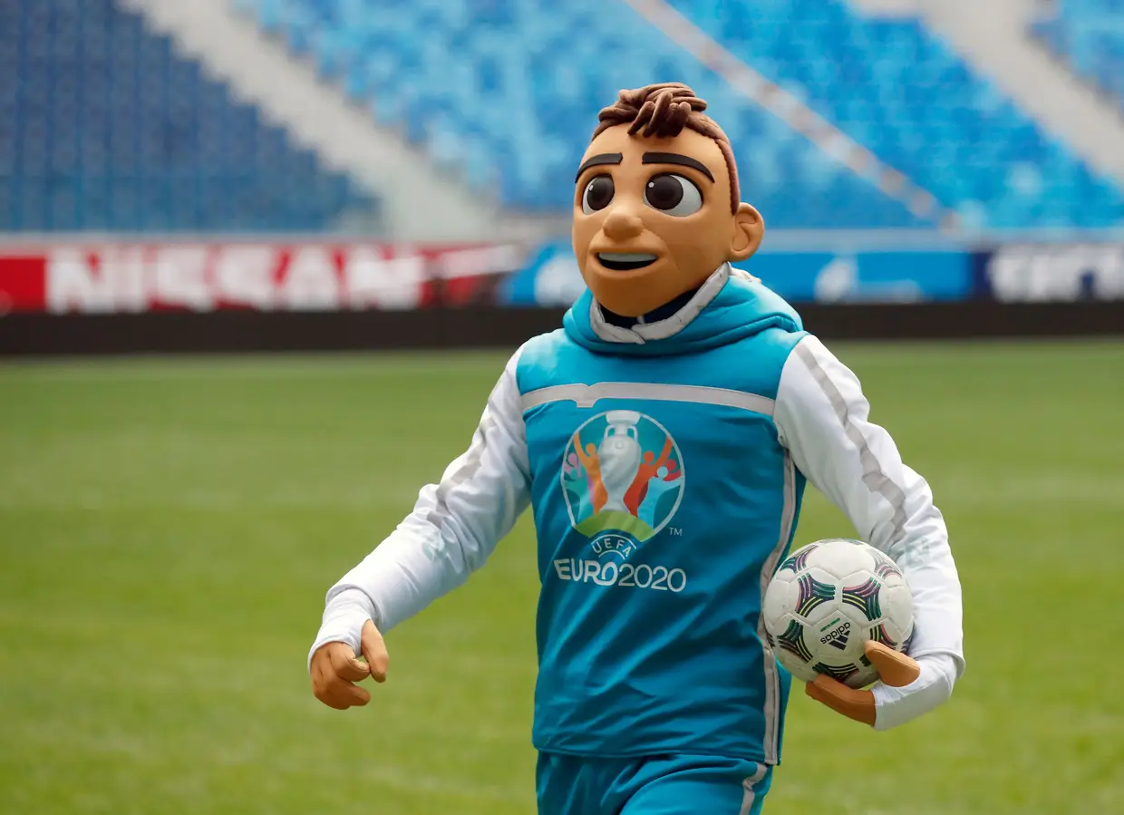 A mascote do Euro 2020, São Petersburgo, Rússia.