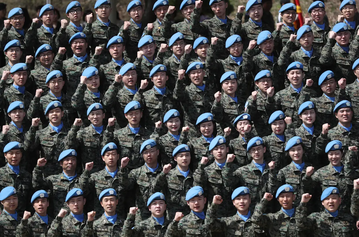 Membros da unidade Dongmyeong em Incheon, na Coreia do Sul.