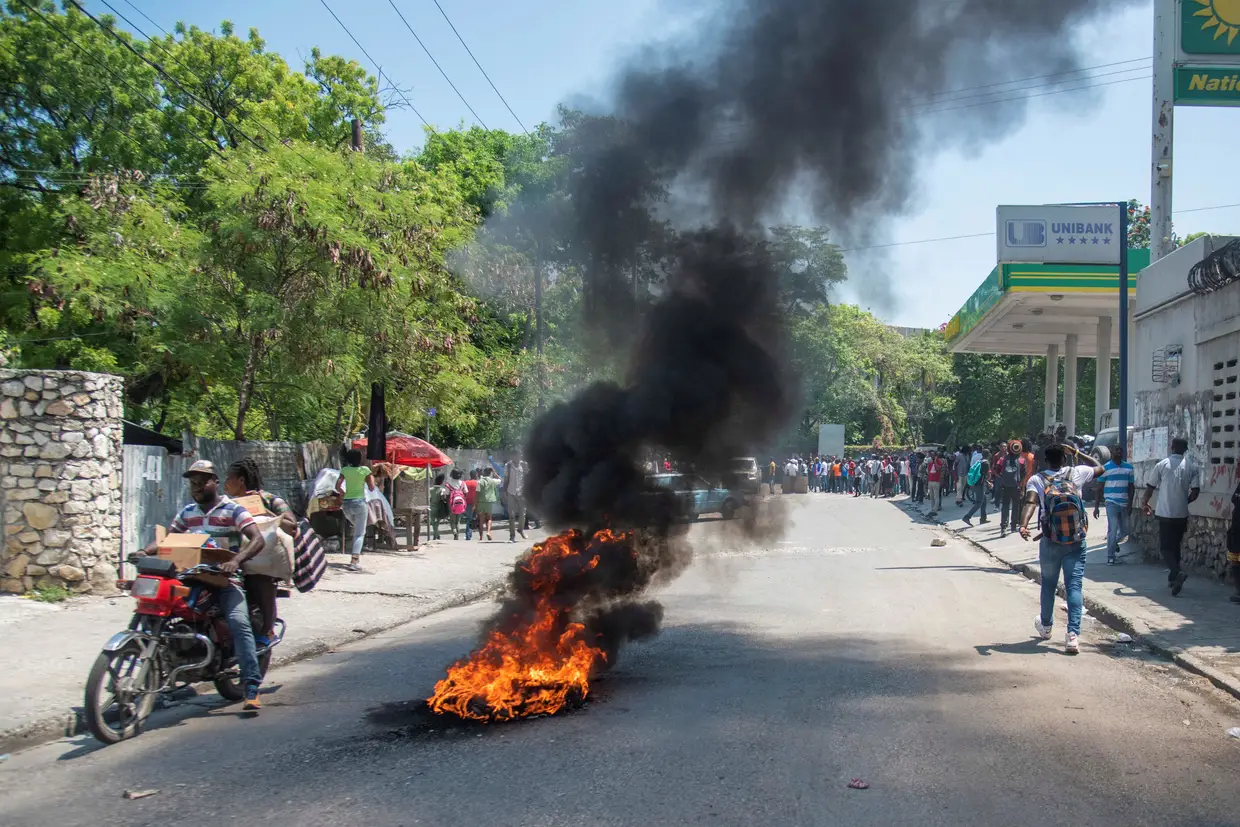 Protesto em Port-au-Prince, Haiti.