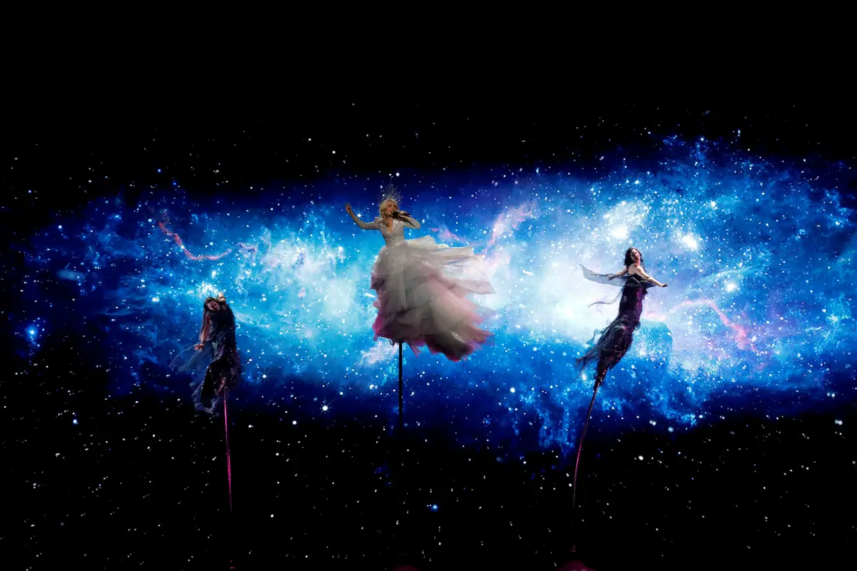 A participante pela Austrália na Eurovisão, Kate Miller-Heidke, durante os ensaios para a semifinal do evento, Telavive, Israel.