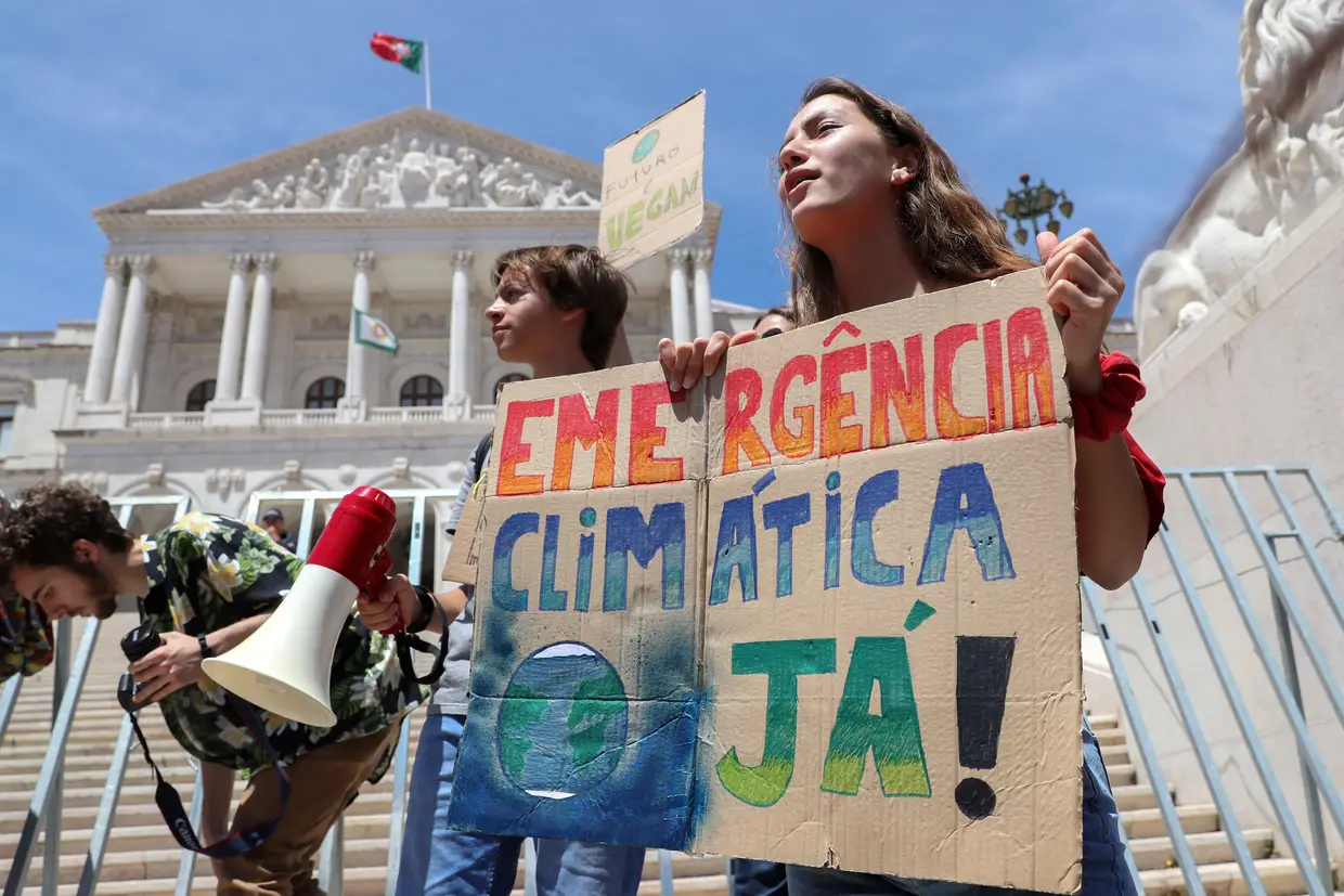 Estudantes no protesto pelo clima, em Lisboa