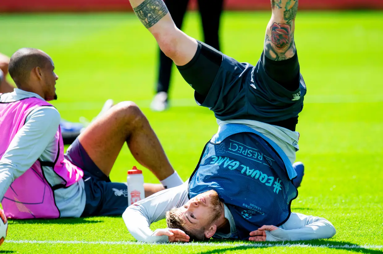 Alberto Moreno, do Liverpool, durante o treino para a final da Liga dos Campeões.