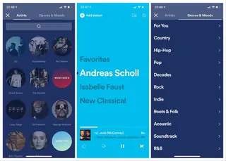 Três ecrãs da Spotify Stations, não é muito mais do que isso mas dá para muitas horas de prazer.