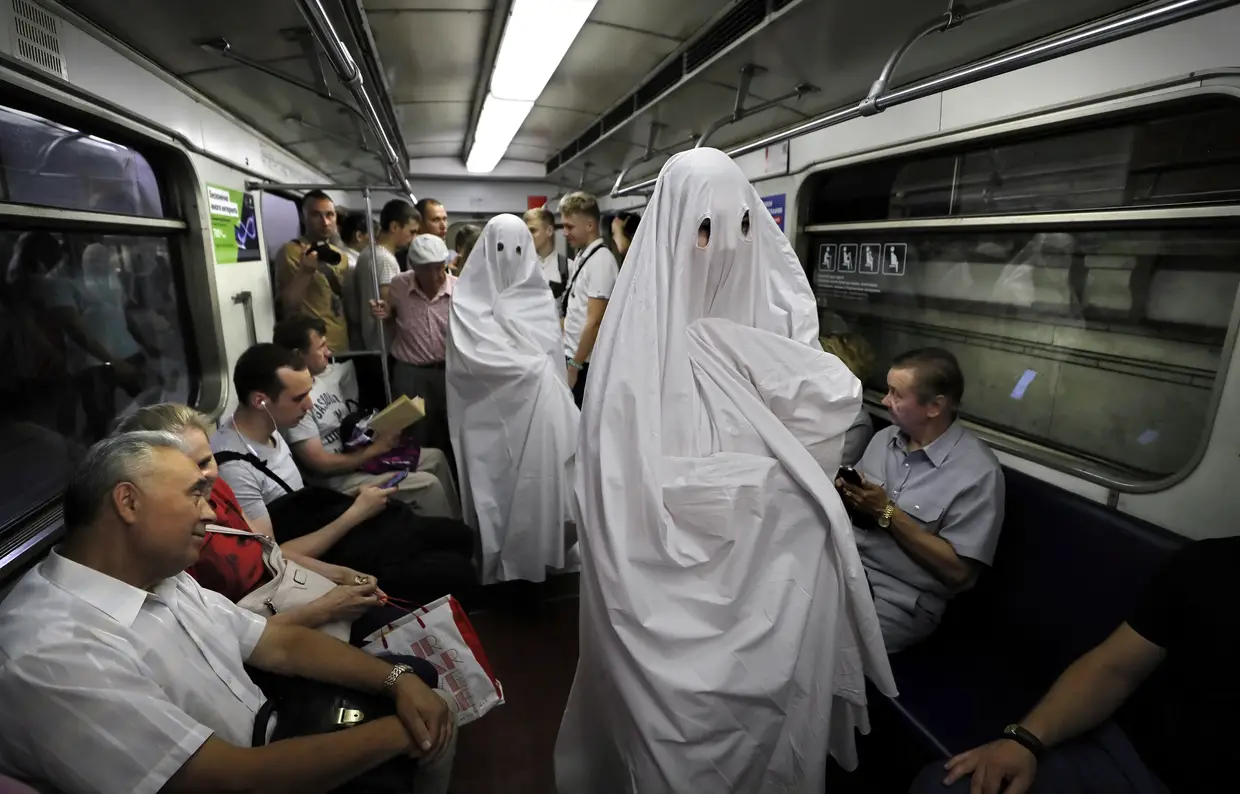 Flash mob no metro em Moscovo, Rússia.