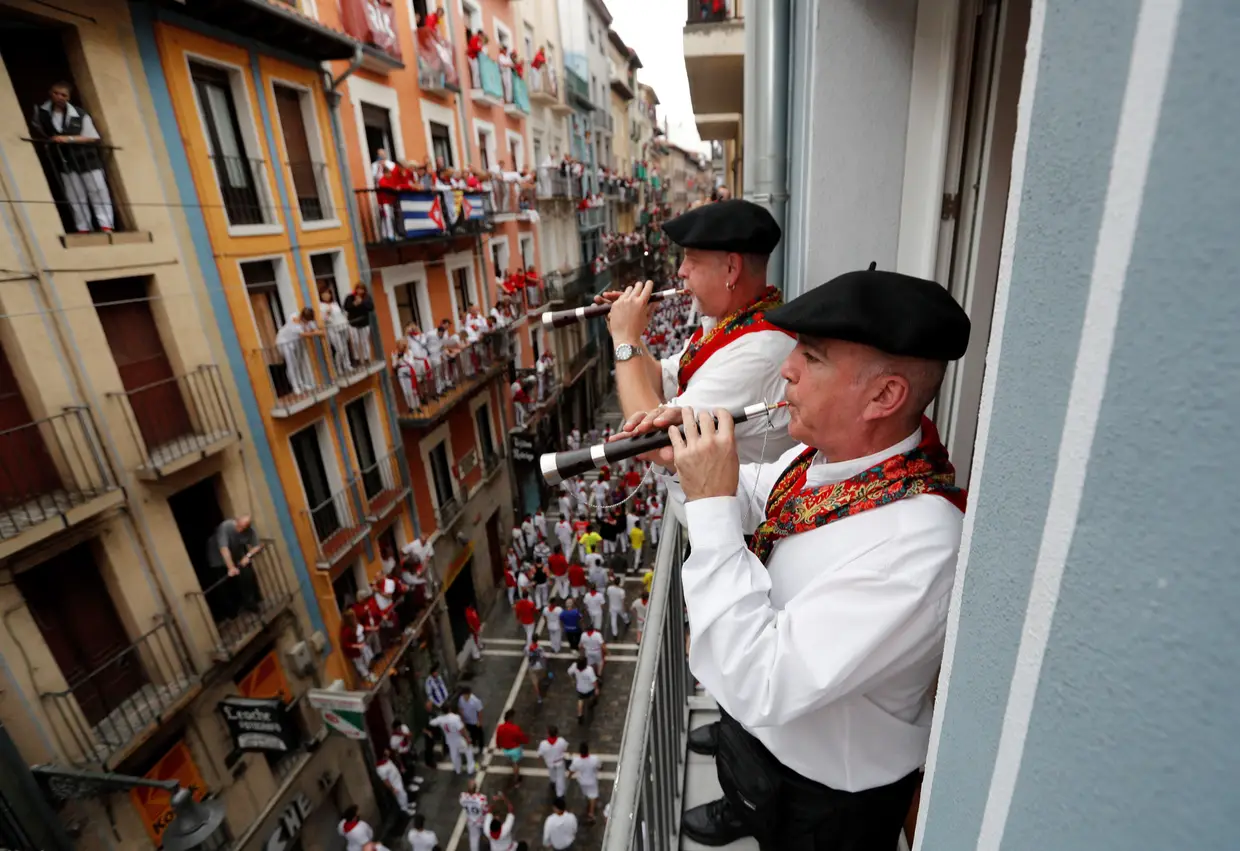 As festas de San Fermin, em Pamplona, Espanha.