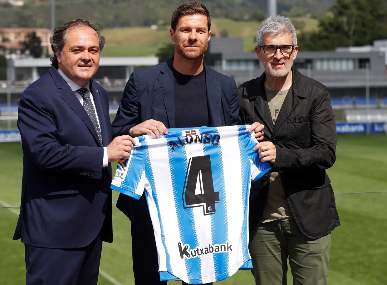 O antigo jogador Xabi Alonso na apresentação como treinador da equipa B do Real Sociedad, Lasarte, Espanha.