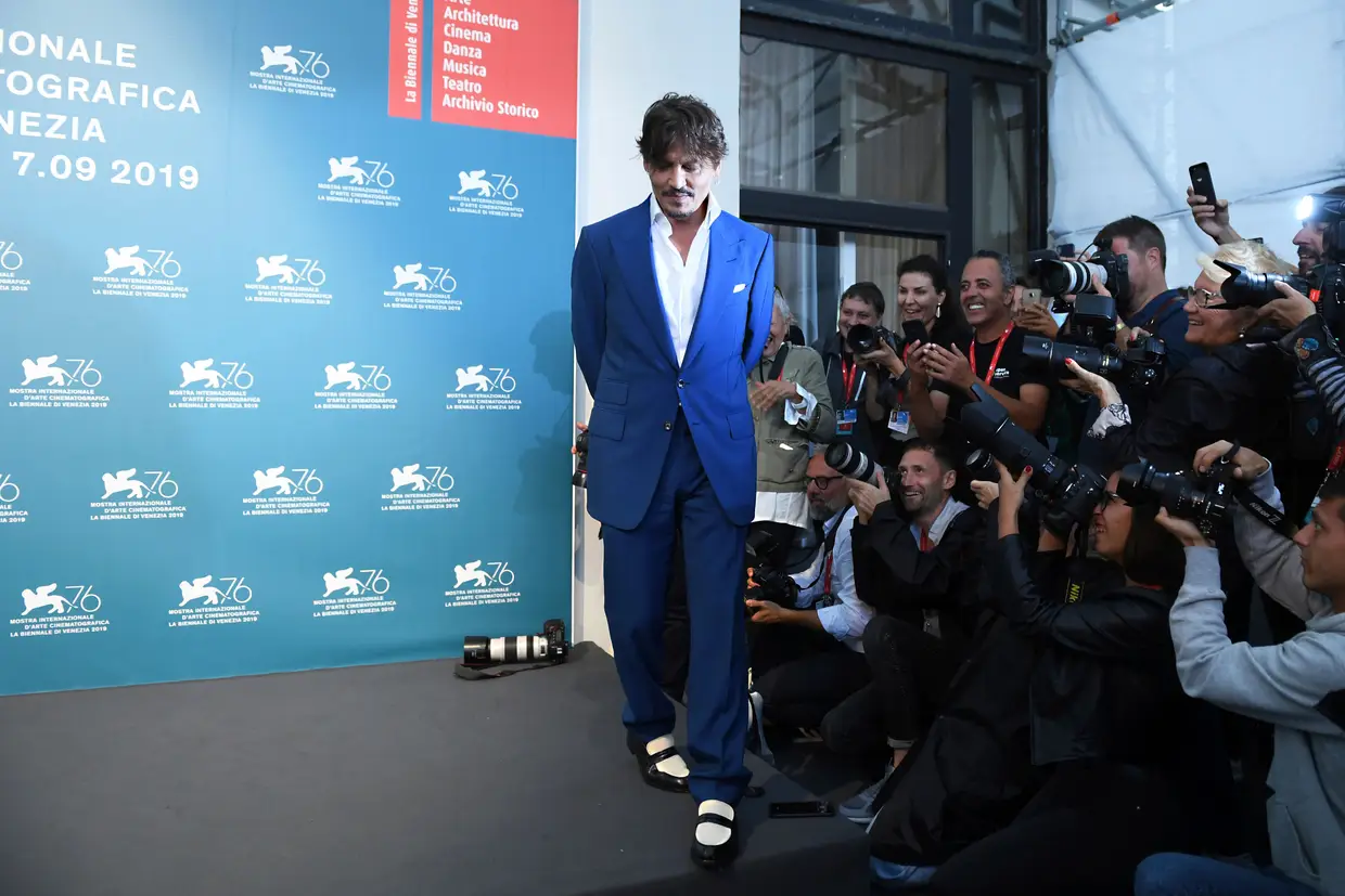 O ator Johnny Depp chega à 76ª edição do Festival de Veneza, em Veneza, Itália