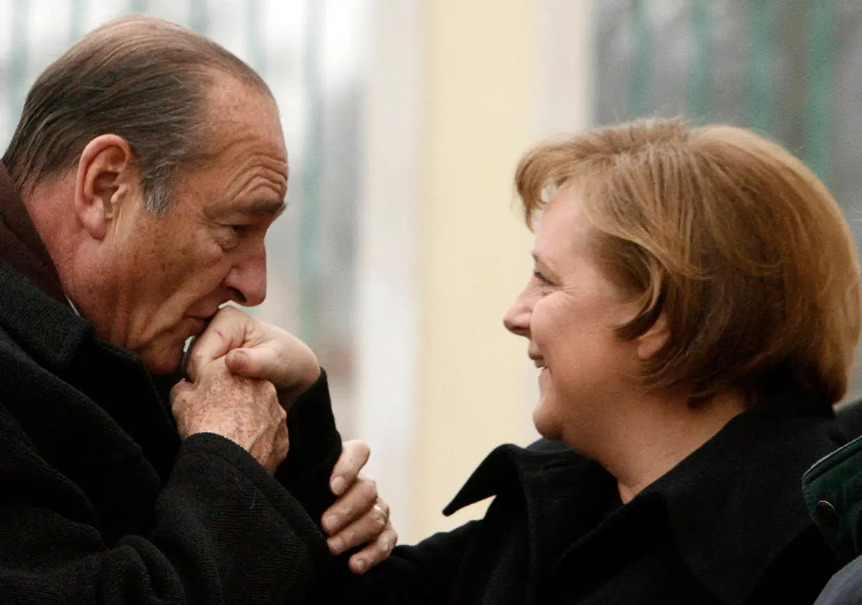 Jacques Chirac com a chanceler alemã Angela Merkel em 2007