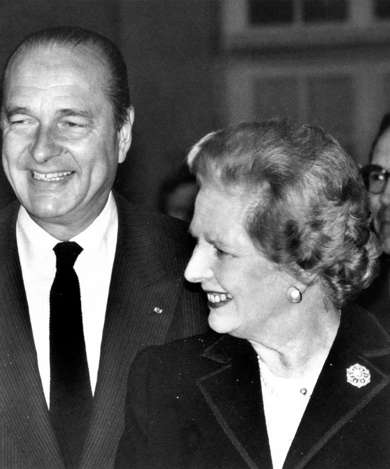 Jacques Chirac com a Primeiro-ministra britânica Margaret Thatcher, em novembro de 1987