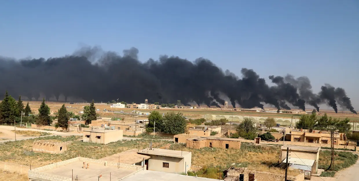 A ofensiva turca perto de Ras al-Ain, na Síria.