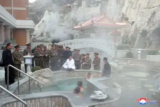 Kin Jong Un visita a estância termal de Yangdok em contrução, 24 de outubro de 2019