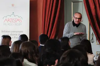 José Pedro Croft à conversa com os estudantes no Palácio de Belém