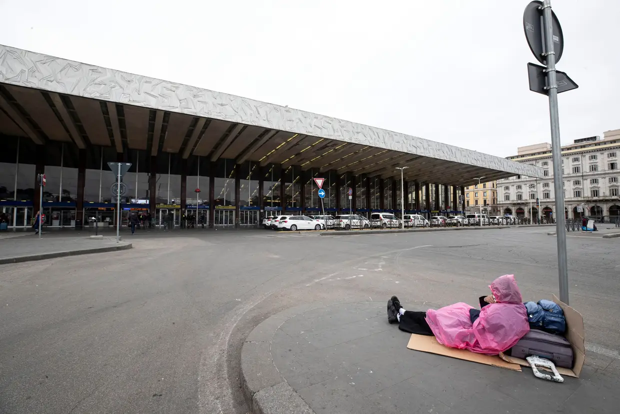A estação de comboios Termini, em Roma, Itália.