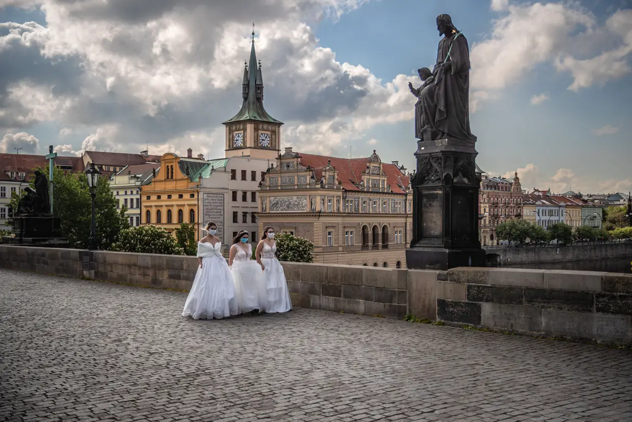 A gravação de um anúncio em Praga, República Checa.