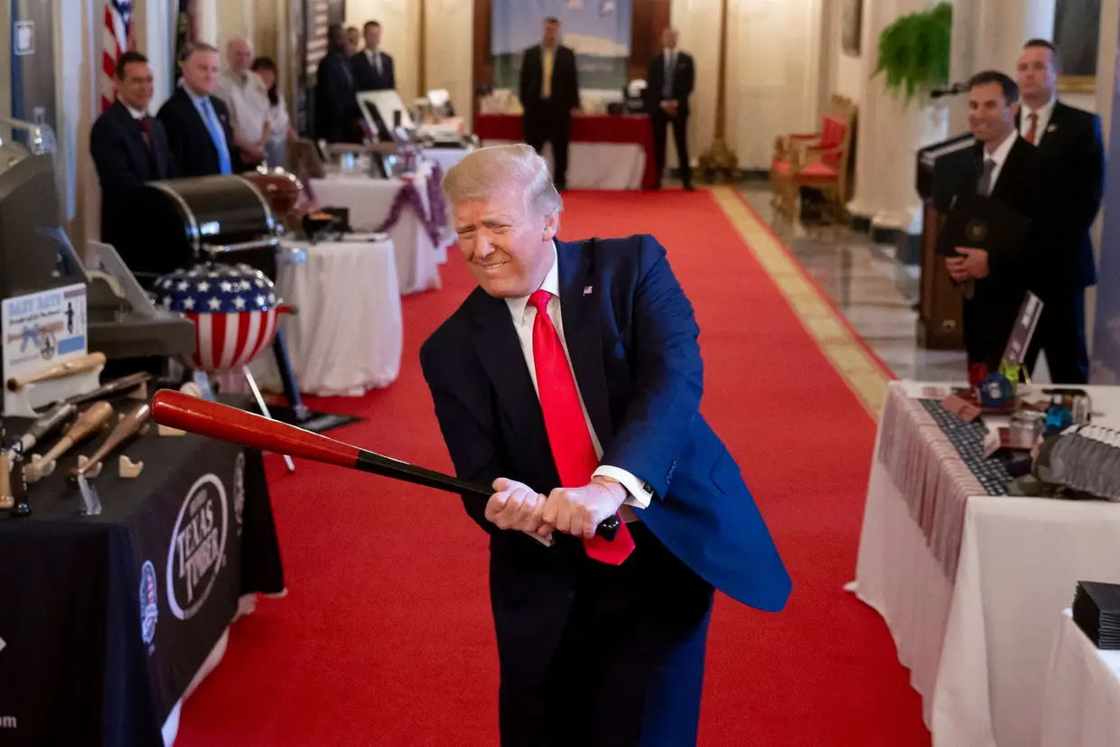 O Presidente Donald Trump no "Spirit of America Showcase", na Casa Branca, Washington, EUA.