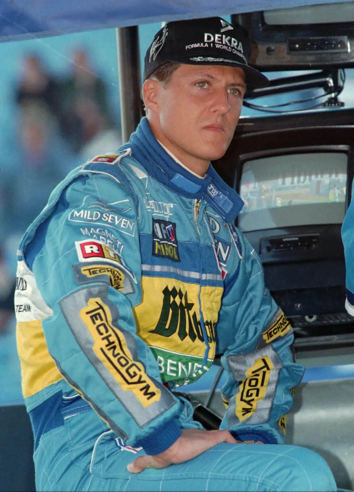 Michael Schumacher durante uma sessão de treinos livres em 1995.