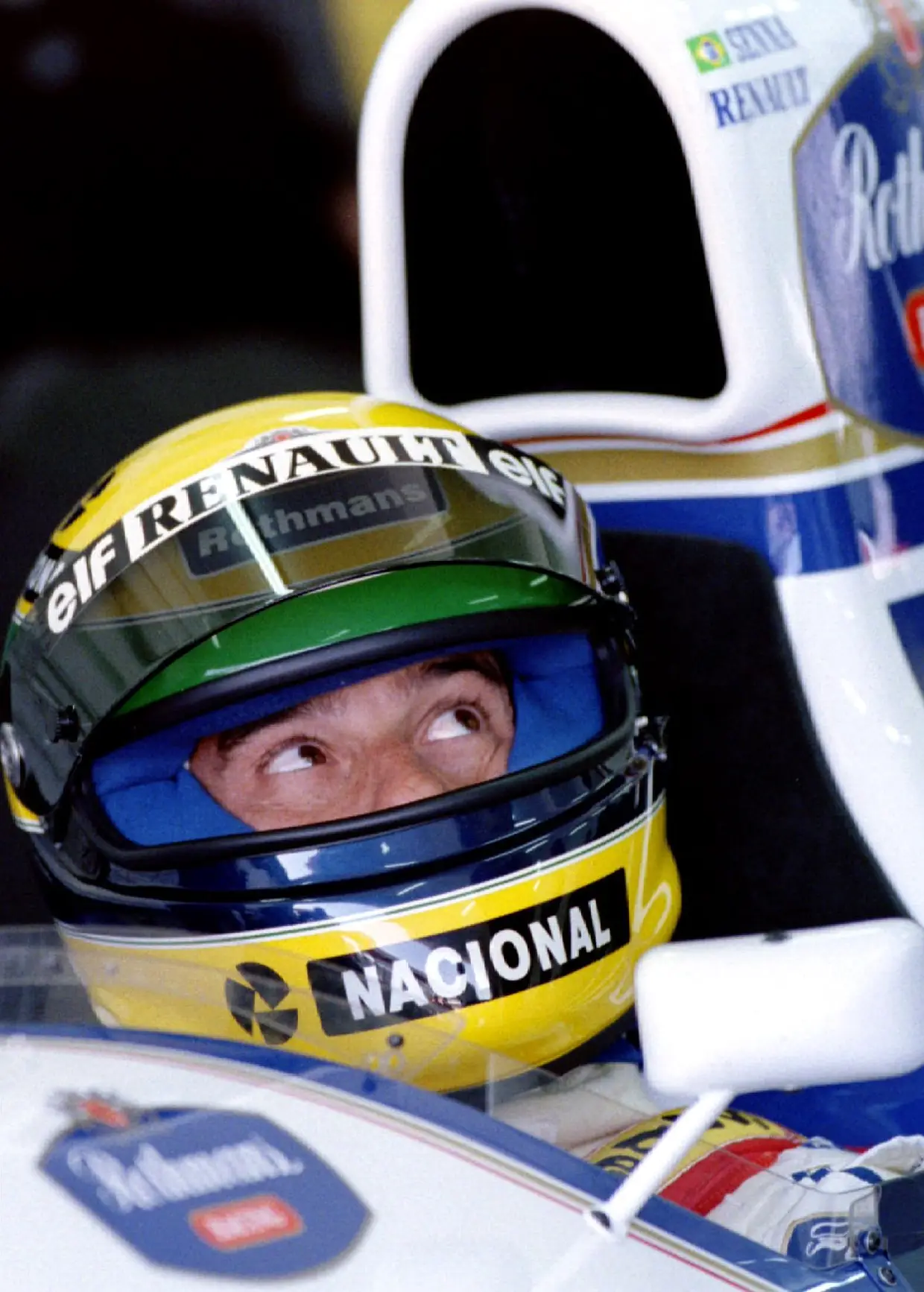 Ayrton Senna durante uma sessão de testes, em 1994.