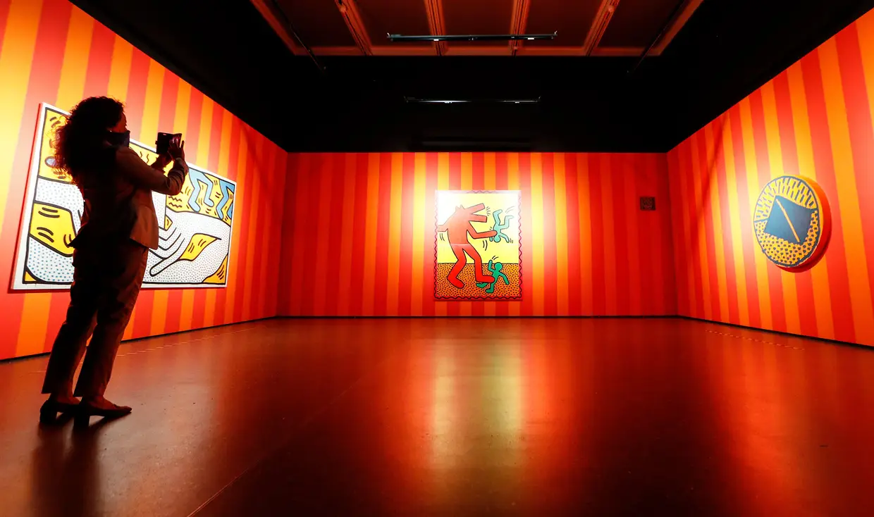 Exposição do artista norte-americano Keith Haring no museu Folkwang em Essen, Alemanha