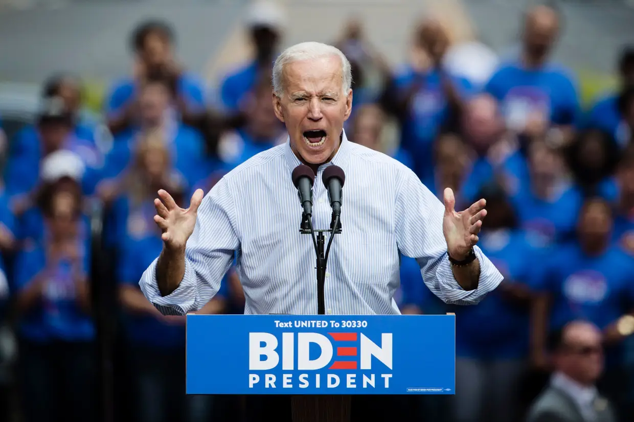 Joe Biden num comício em Filadélfia, 18 de maio de 2019.