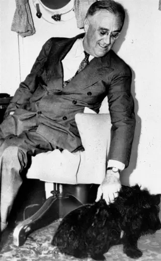 Franklin D. Roosevelt com o cão Fala
