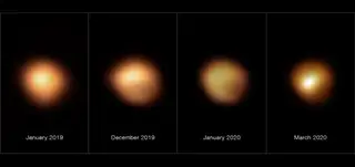 A superfície de Betelgeuse antes e durante a Grande Diminuição de Brilho de 2019/2020