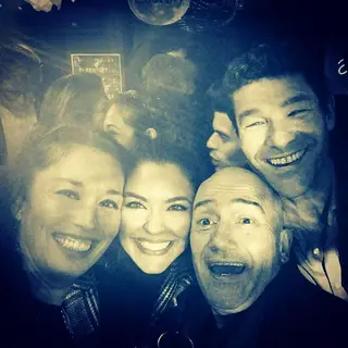 Marcantónio na festa de aniversário de Simone, na companhia de José Raposo, Sara Barradas e Iolanda Laranjeiro.