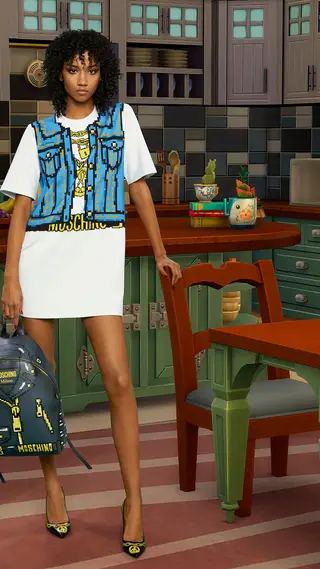A Moschino lançou com o The Sims uma coleção cápsula de roupa real e digital com o The Sims, o que permite ao jogador e ao seu avatar no jogo usarem a mesma roupa