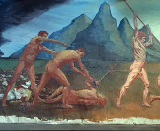 Detalhe de Endless Killing, pintura gigante que vai estar exposta na pedreira de Negrais, durante o dia de sábado
