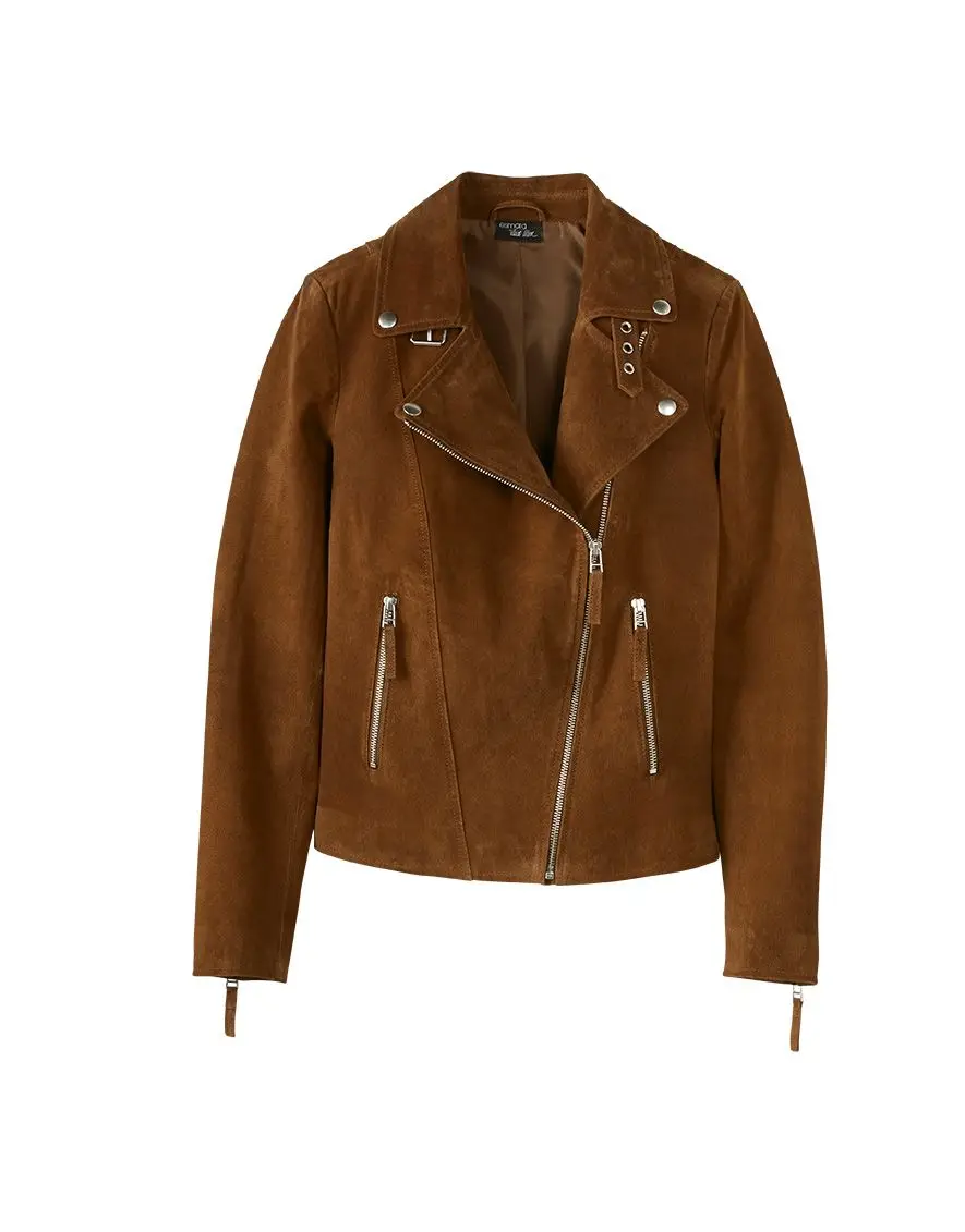 Biker em pele (disponível em castanho e em preto), €59,99