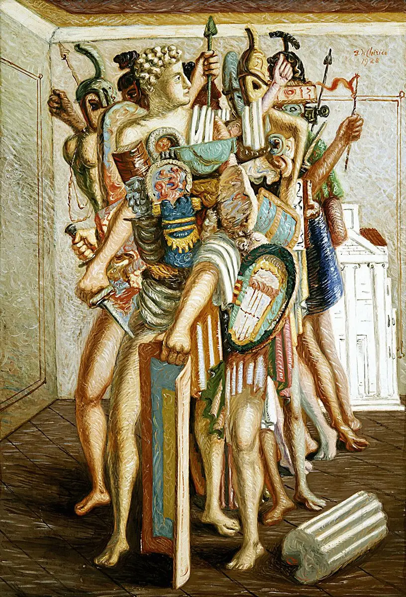La Cohorte Invincible, Giorgio de Chirico - Data de 1928, La Cohorte Invincible foi apresentada pela primeira vez numa exposição individual de De Chirico em Paris. O artista italiano, fundador da Escola Metafísica, trabalhou com regularidade temas ligados à antiguidade clássica, ainda que nem sempre de forma tão óbvia como neste caso. Em 2006, a Christie’s avaliou esta tela em dois milhões de euros.