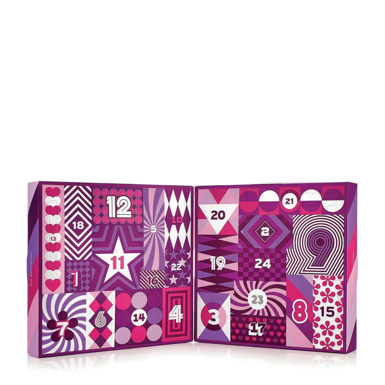 Não é um, são três, os calendários do Advento da The Body Shop. O mais simples (na foto), que vem numa caixa em tons de roxo, com 24 janelas que se rompem pelo picotado e contêm mini surpresas, é ideal para quem ainda não conhece a marca. €60
