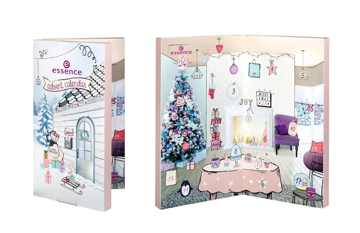 Com 24 janelas, no calendário do Advento da Essence entram os produtos mais vendidos da marca (em tamanho real) e outros criados em exclusivo, para os olhos, lábios, rosto e unhas. €29,99