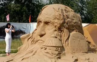 Da Vinci numa escultura de areia exibida na Rússia, em 2012