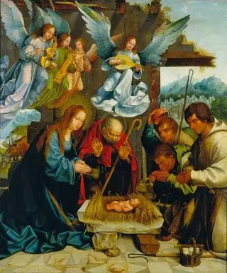 Mestre de 1515 (Jorge Afonso?), (sec. XVI)Pintura (óleo sobre madeira de carvalho): retábulo da Igreja da Madre de Deus, c. 1515, Alt 160,5 x Lg 124,5 cm.Museu Nacional de Arte Antiga. Proveniência: Igreja da Madre de Deus, Lisboa