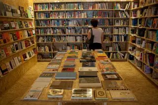 Nas estantes Tigre de Papel na Rua de Arroios, em Lisboa, encontram-se muitos livros em segunda mão, mas também livros novos – de pequenas editoras, de editores independentes, edições de autor – de todos os géneros e para todas as idades