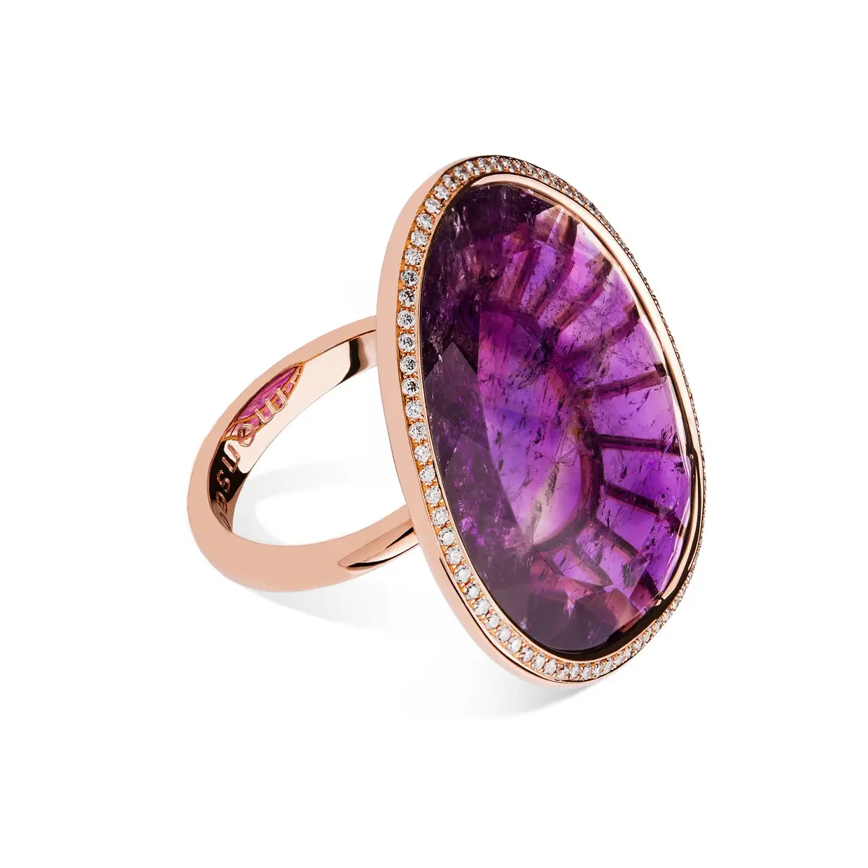 Anel em ouro rosa com ametista e diamantes coleção EXOTICA, Monseo, €2,500