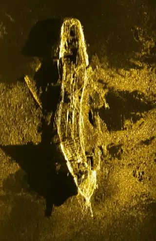 Imagem do que poderão ser os destroços do navio SV Inca, naufragado em 1911 com um tesouro a bordo. Foto: DR
