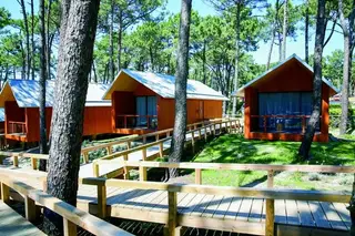 Além dos 46 quartos no edifício principal, o Feel Viana tem nove bungalows de madeira construídos sobre estacas, no pinhal da Praia do Cabedelo