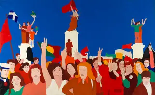 Pós-Pop mostra obras produzidas até 1975, como é o caso de Delacroix no 25 de Abril em Atenas pintada por Nikias Skapinakis (na imagem), para evidenciar “como o desejo de liberdade (...) se reflete nas obras posteriores
ao 25 de Abril”