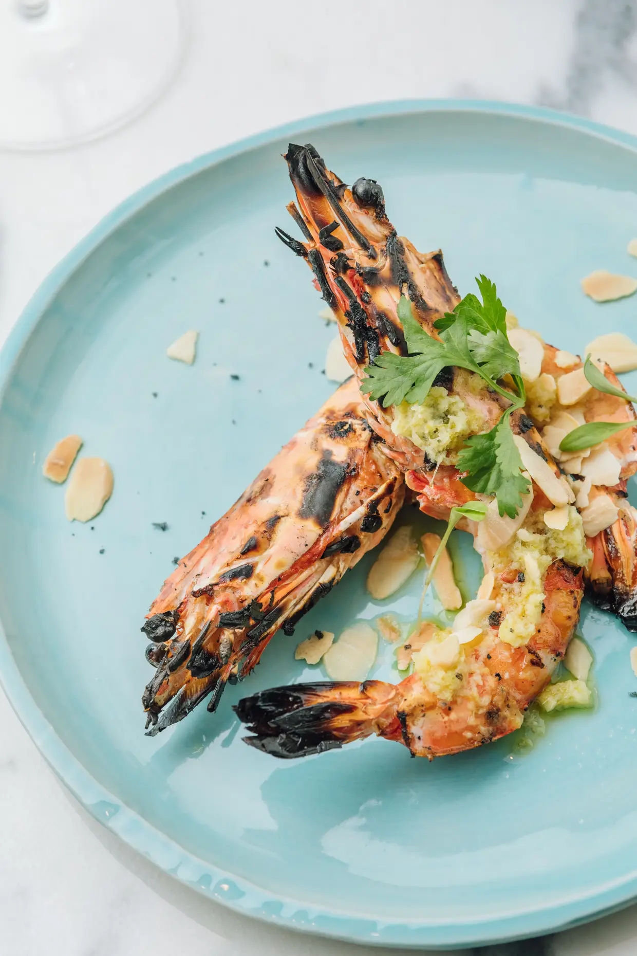 As gambas grelhadas com gengibre e koshu
