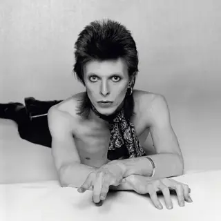 Uma das fotografias do cantor para o booklet do álbum "Diamond Dogs" (1974)