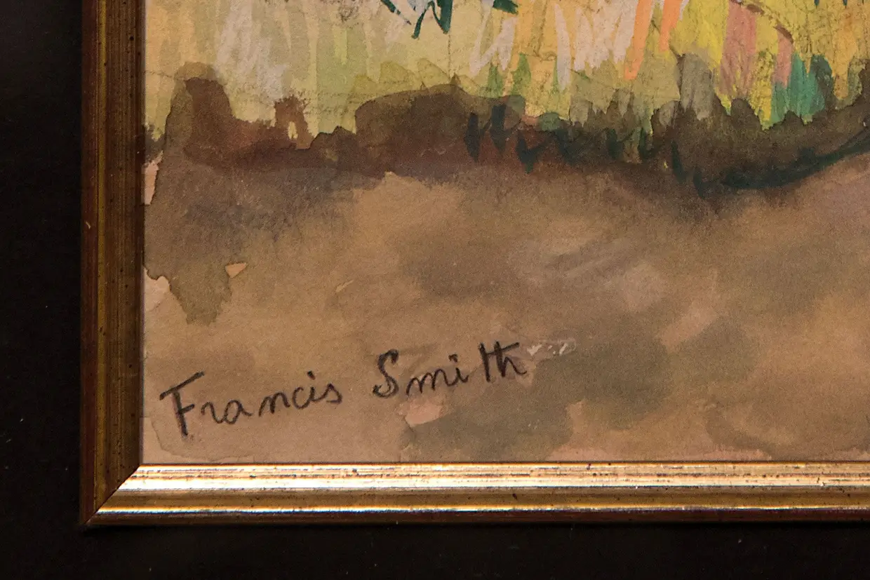 Francis Smith - Este original do pintor português apresentava a sua assinatura desbotada. Então o dono resolveu retocá-la a lápis