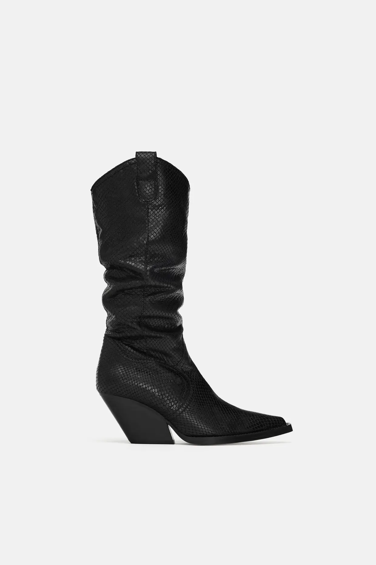 Botas em pele com estampado animal, Zara, €129
