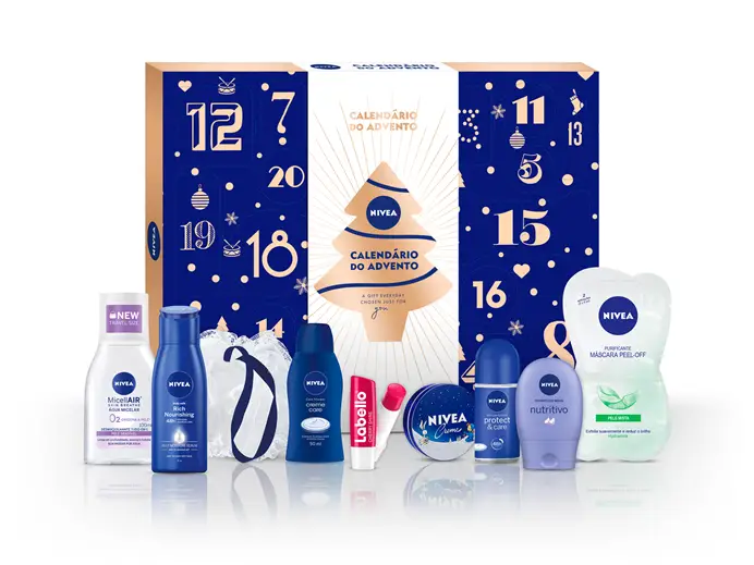 O calendário da Nivea, com produtos para o rosto e corpo da marca, €35