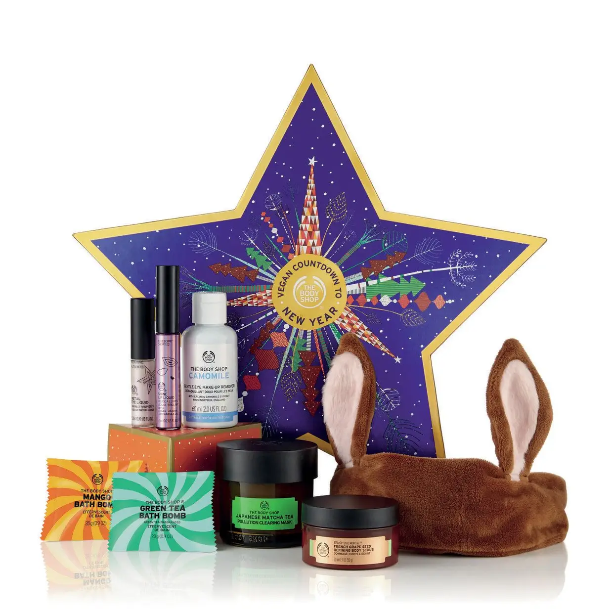 Nesta caixa estrela vai encontrar oito produtos para maquilhar e cuidar da pele, The Body Shop, €55