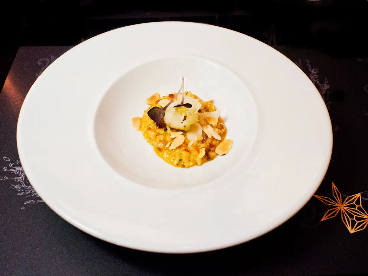 Risoto de tomate seco com bacalhau fumado